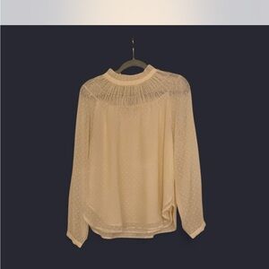 LOFT Cream Collared Blouse with Delicate Details
